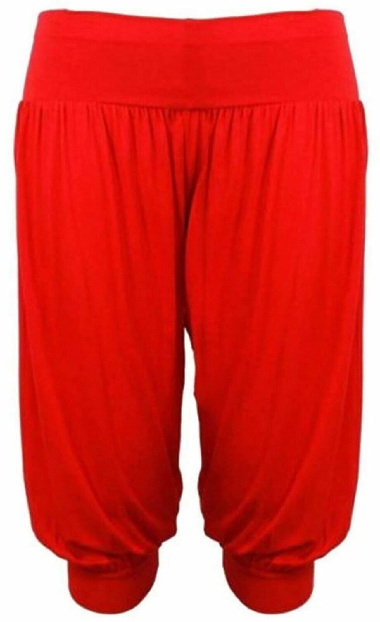 Riddled With Style Women's Red Loose Fit Yoga Pants ¾ Alibaba Trouser Summer Wear Cuffed Pants Casual Wear Lounge Trousers Arabic Belly Dancer Pants Egyptian Dance Leggings Uk 8-26