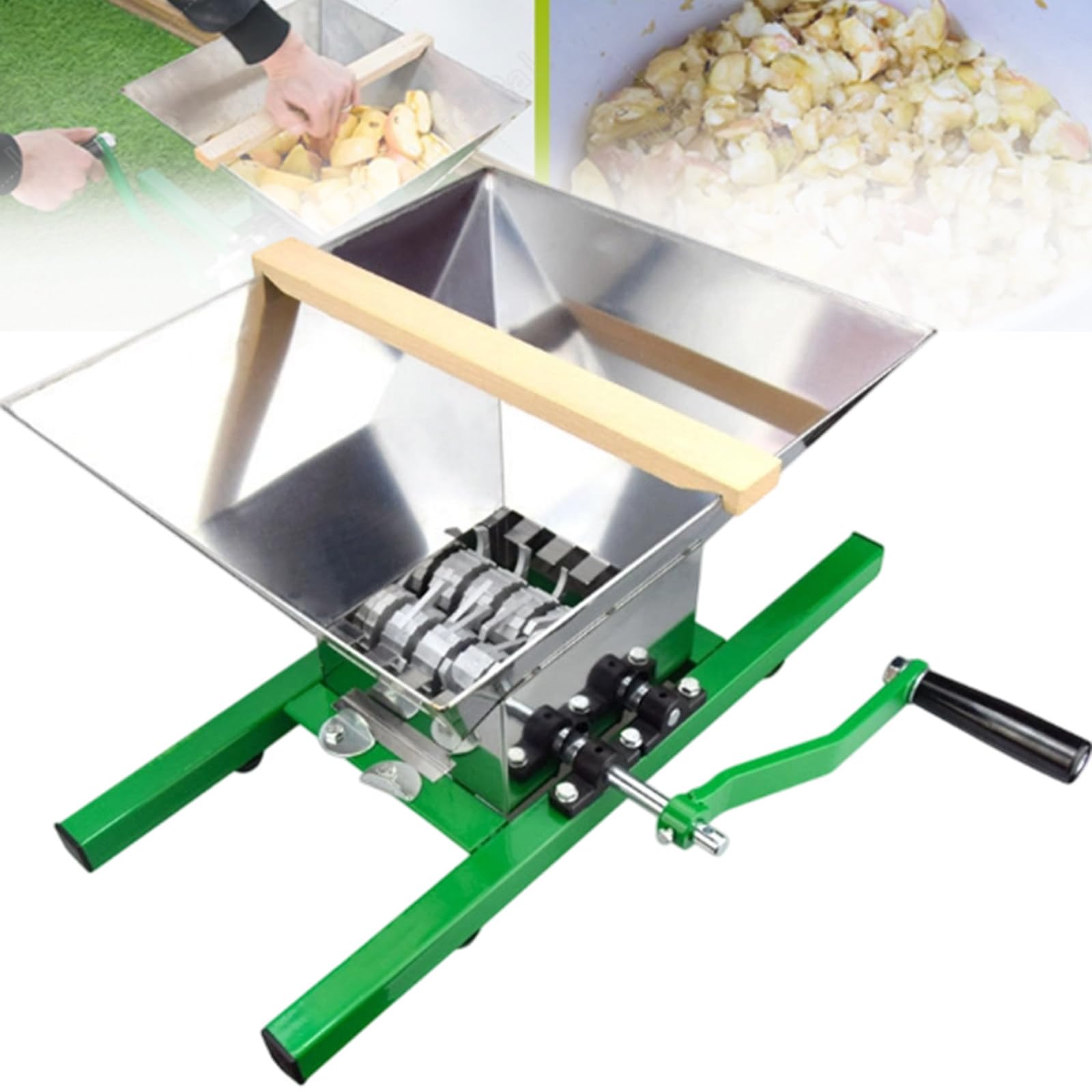 XygZythror Wine Classic Crusher, Portable Fruit Scratter Pulper For Wine And Cider Pressing, Manual Juicer Grinder Stainless Steel For Wine Cider Pressing Green