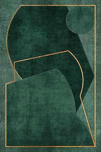 Miniatura 3 de Alfombra de área verde esmeralda de 3 x 5 pies para sala de estar, comedor, moderna, abstracta, cuarto de bebé, dormitorio, estética contemporánea,