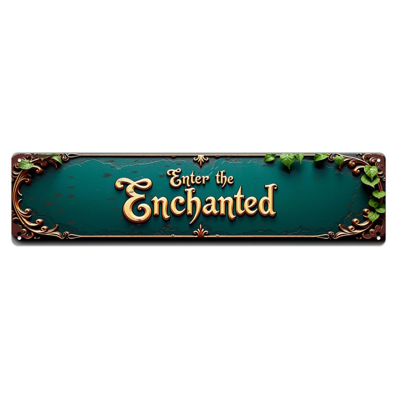 Jdyaojiesheng Vintage Enter The Enchanted Sign Tin Sign Retro Metal Wall Decor Metal Poster, Home Bar Garage Farmhouse Cafe Wall Art Decoration 4X16inch