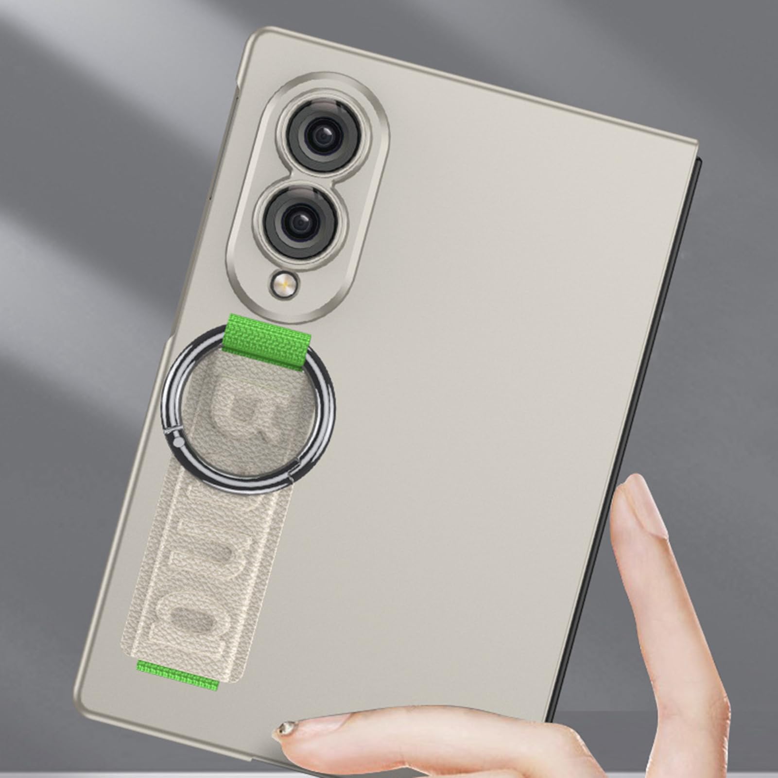 Smukłe etui do Samsung Galaxy Z Fold 8, pasek na palec matowe etui na obiektyw folia ochronna pierścień osłonowy, srebrny