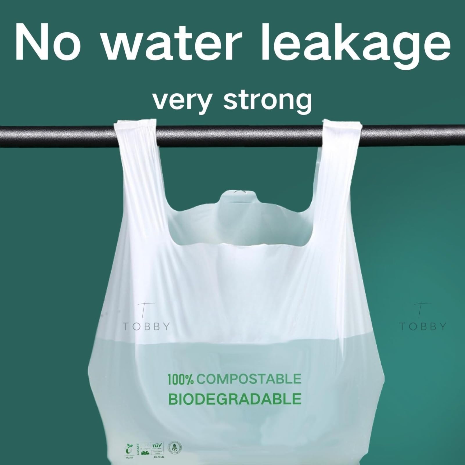 1000uds. Bolsas Camiseta 100% BIO 100 Bolsas,Bolsas Supermercado con Asas,100% Bolsas Compostables Reutilizables y Seguro para Alimento,Bolsas SIN Plastico PREMIUM Resistente y Sostenible