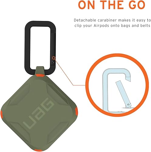 Miniatura 5 de URBAN ARMOR GEAR UAG-GLXBL-OL Hard.CASE_001 para Galaxy Buds Live (resistente a los impactos, mosquetón incluido) OlivaNaranja