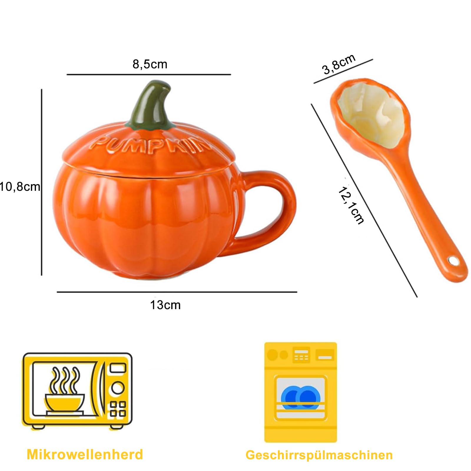 Simpatica tazza di zucca in ceramica con coperchio e cucchiaio Creativo Halloween Zucca Tazze Tazza di