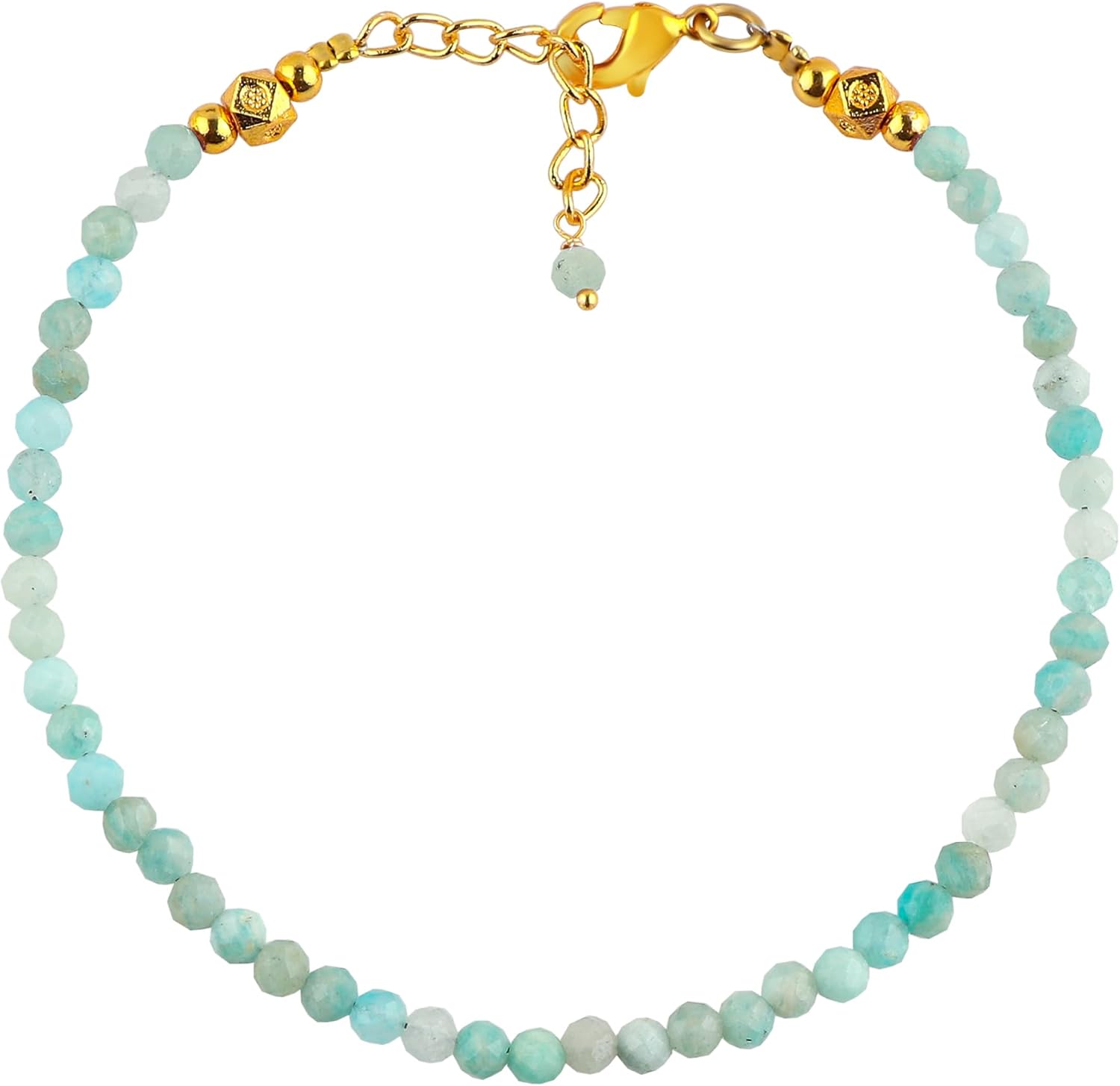 Minimalist Beaded Bracelet for Women – 2-4mm Micro Faceted Crystal Gemstone Beads | Lightweight 7+1 Inch Adjustable Layering Bracelet