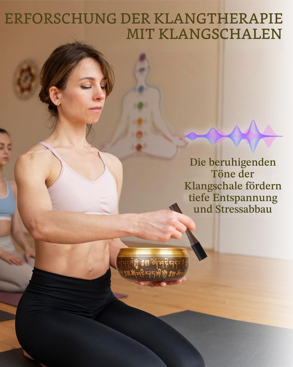 Große Tibetische Klangschale, Handgefertigt in Nepal für Yoga, Chakra-Heilung, Stressabbau, Selbstpflege Geschenke für Frauen und Männer, Weihnachtsgeschenke (Fünf Buddhas-Sonnenblume, 14cm)