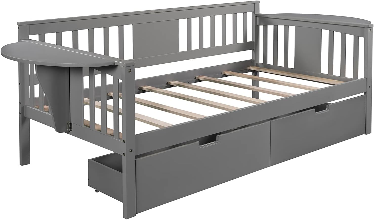 Twin Daybed with Drawers, Wood Daybed Frame for Kids Adults Twin Size Day Bed for Bedroom, Living Room, Gray