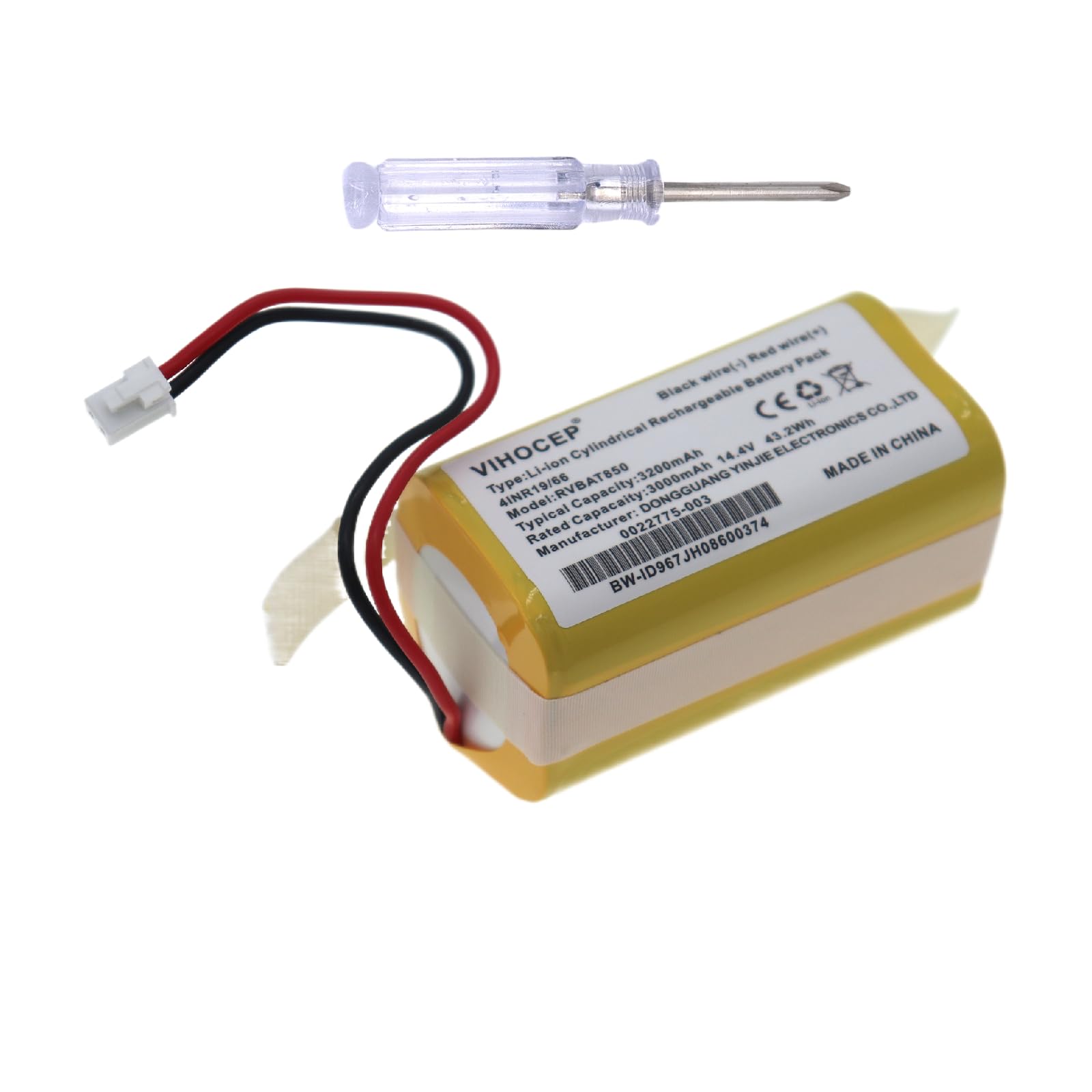 TAKOCI Replacement RVBAT850 Battery for Shark Ion R75, RV761, RV850C, RV1000S, RV1100VL, RV101AE, UR1000SR, RV700_N, RV720_N Vacuum Cleaners (2-Prong Connector)