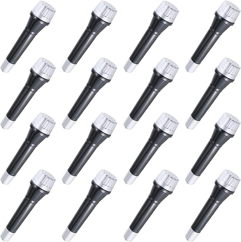 16 Pack Plastic Microphones Bulk, Toy Set Birthday Party Favors Stage Prop for Girls and Boys, 5.5 Inches Tall