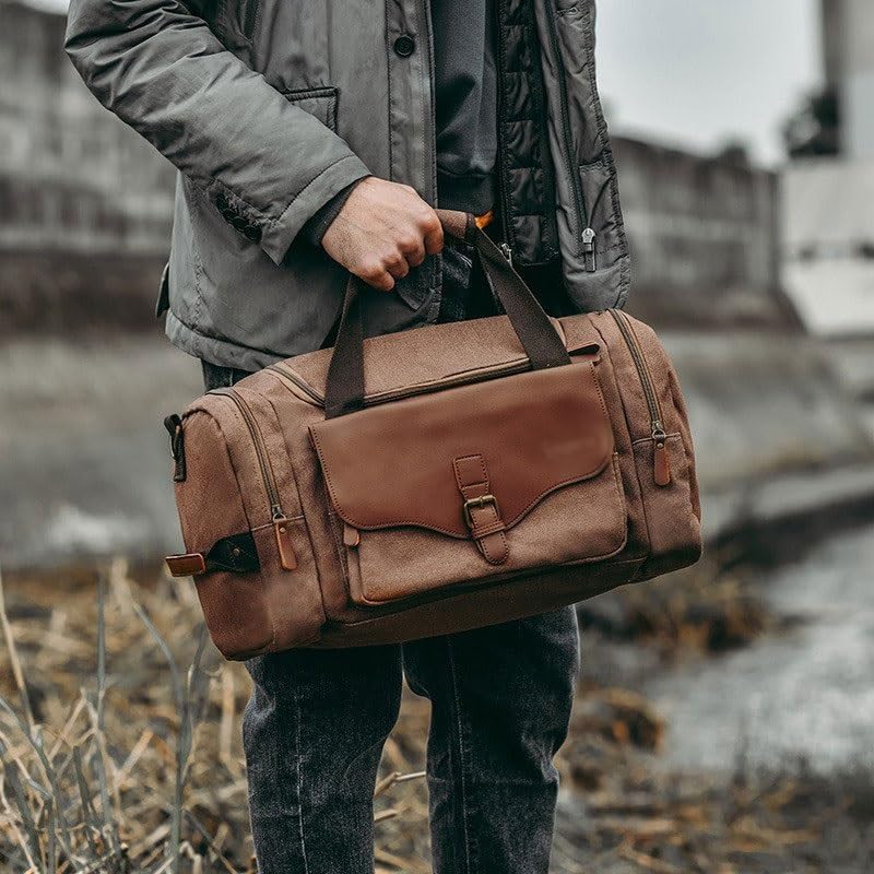 Men's Canvas Handbag Travel Crossbody Backpack Trendy Casual Shoulder Bag