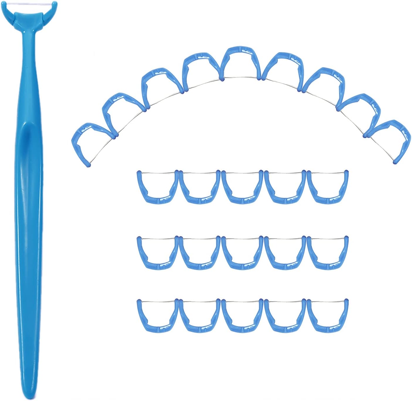 1 Piece Reusable Dental Floss Holder Handle +100 Pieces