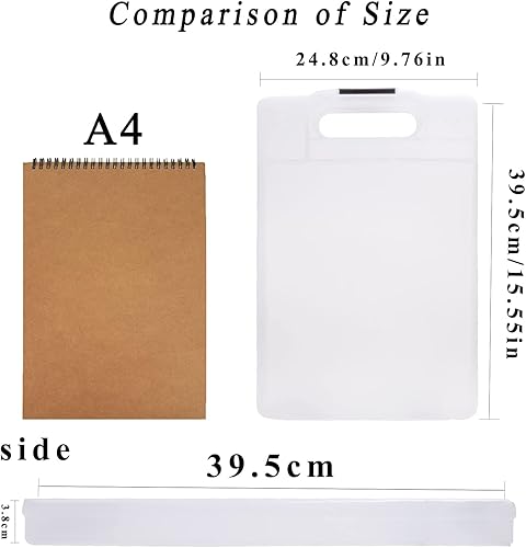 Miniatura 10 de SAYEEC Caja de almacenamiento portátil para portapapapeles, organizador de archivos multifuncional transparente A4 con clip de placa, soporte de