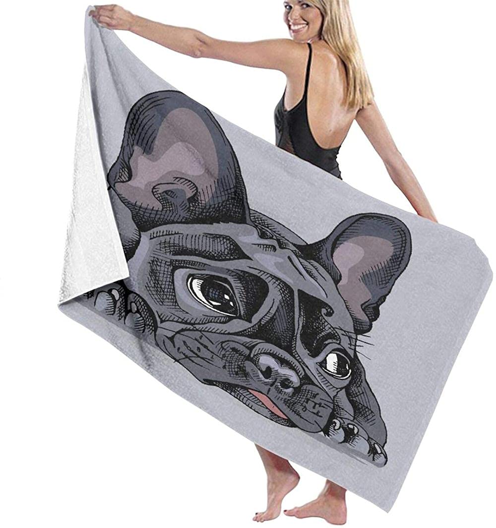Serviette De Plage Microfibre Légère - Motif Bouledogue Français Pirate 130x80cm - Pour Piscine, Sport, Voyage