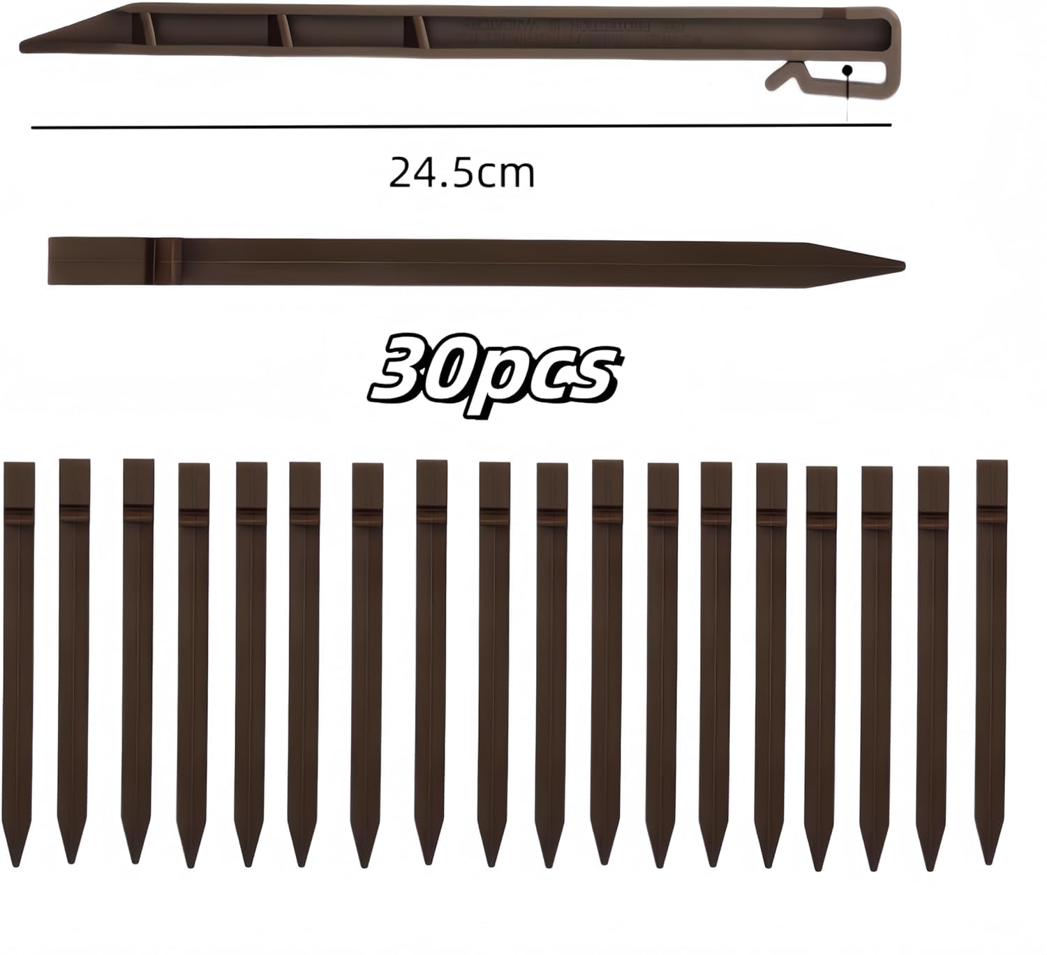 Picchetti in Plastica PVC con punta affilata e testa a baionetta, 30 Pezzi Marrone, 24.5CM