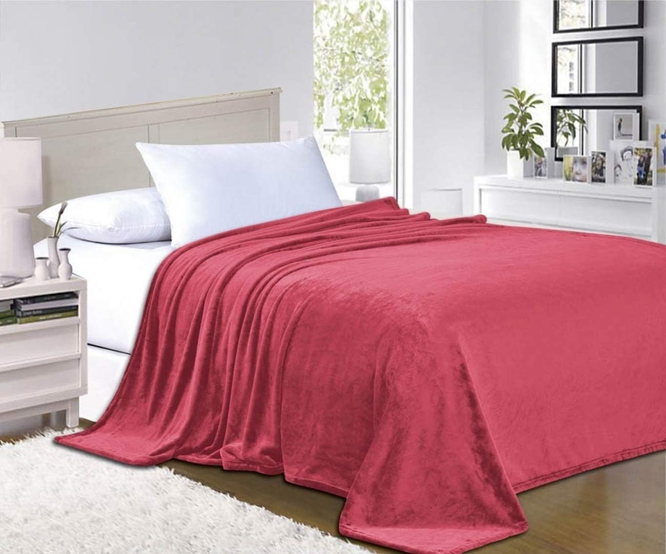 Elegant Comfort #1 Fleece Blanket on Amazon - Super Silky Soft - Luxury- All Season Super Plush Luxury Fleece Blanket Full/Queen Burgundy