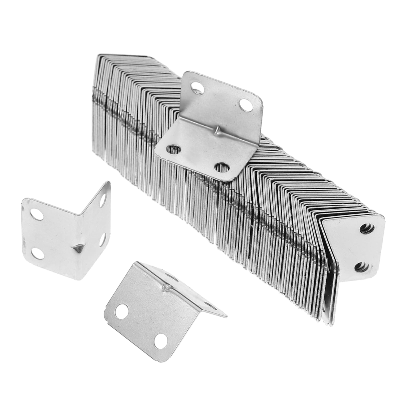 KICHOUSE Furniture Corner Bracket Set 100pcs Metal Right Angle Brackets for Wood Enhanced Strength for Tables and Bookshelves Nickel Plated
