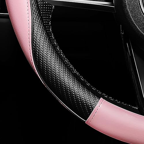 Miniatura 4 de Funda antideslizante de piel de microfibra rosa claro suave para volante, universal de 15 pulgadas para mujeres y niñas, apta para vehículos,