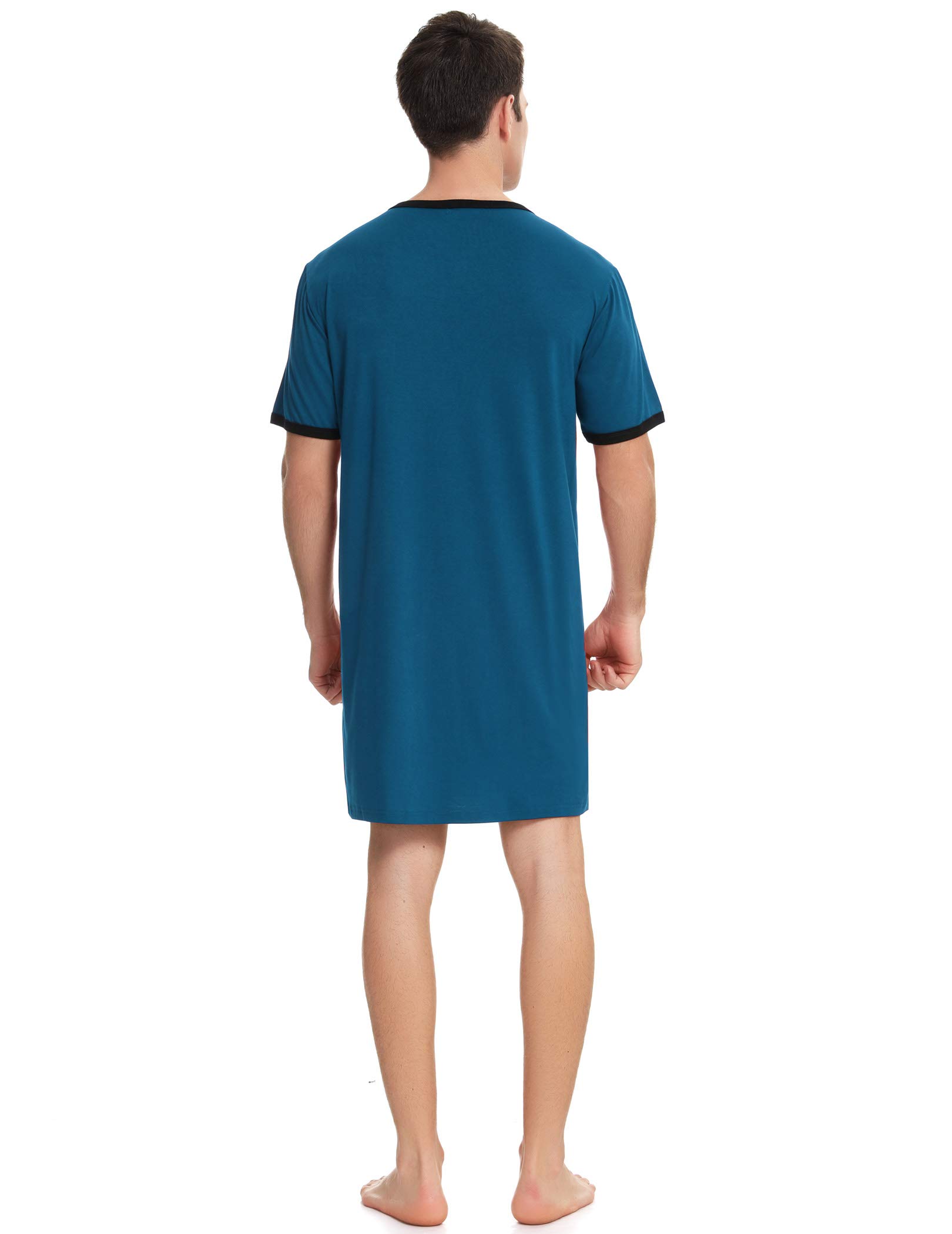 Enjoyoself Haut de Pyjama en Coton Doux et Respirant pour Homme, Longueur Genou, Chemises de Nuit à Manches Courtes, vêtements de Nuit
