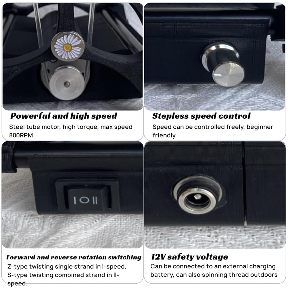 Mini rotella elettrica – Kit professionale per filatura con motore ad alta coppia, controllo della velocità variabile, avanti/indietro, per artigiani fai da te