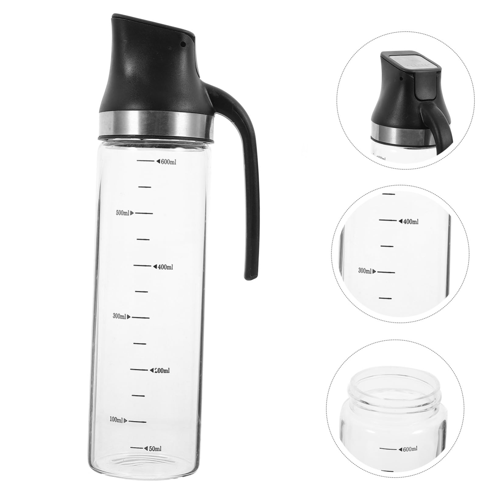 COLLBATH Aceitera de Vidrio con Apertura Automática Dispensador Antigoteo y Escala Botella para Aceite Vinagre y Salsa para Cocina Diseño Antideslizante y Hermético Capacidad Grande para