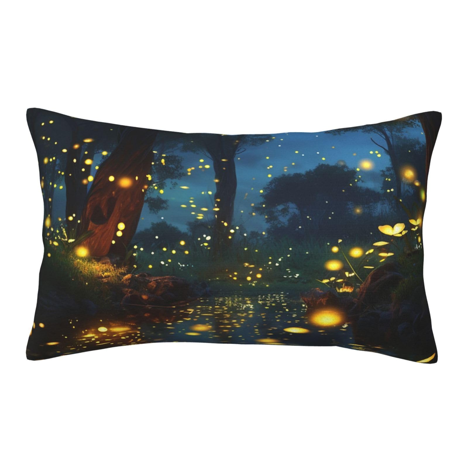 Velvet Pillowcases 16"x24" Ultra Soft Breathable Pillow Cases, Luxury Fuzzy Throw Pillow Covers with Zipper, Fireflies Pillow Shams All Seasons Decorative Cushion Cases for Couch