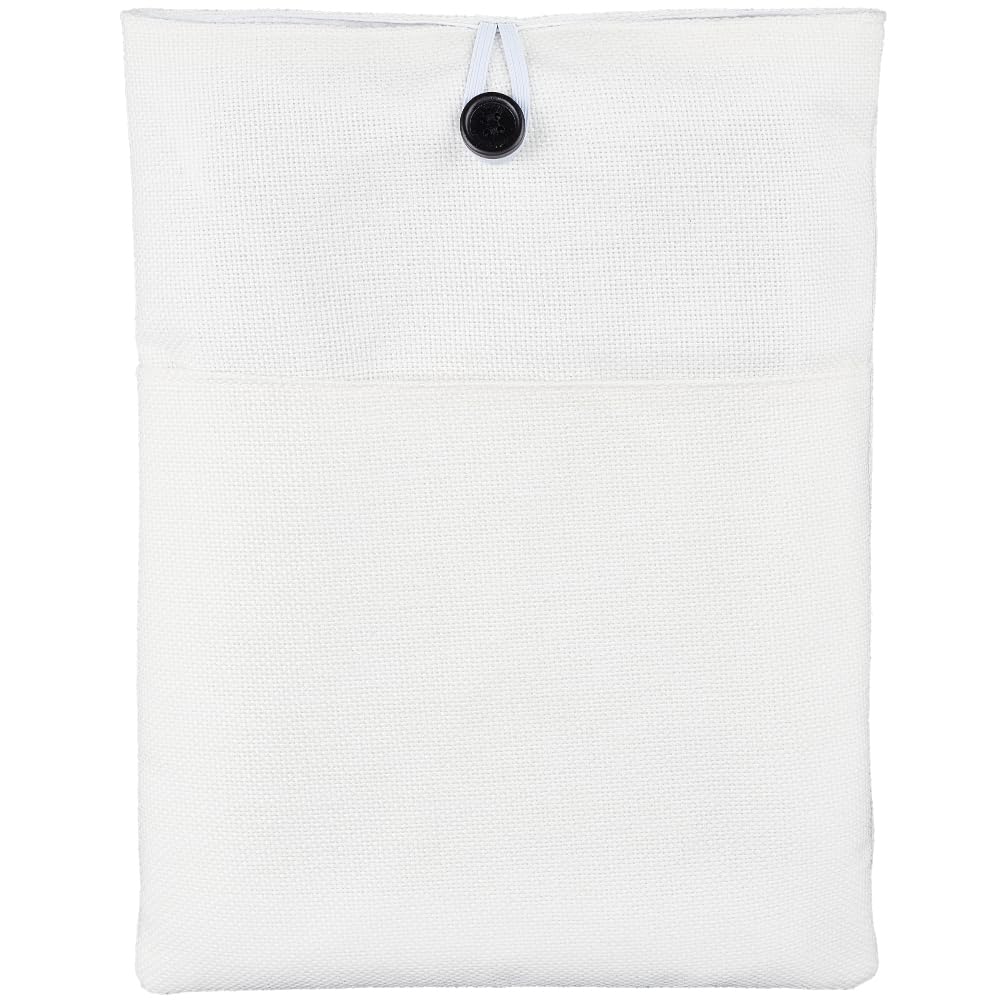 CRASPIRE White Large A5 Book Sleeve Cotton Line Fabric Binding Book Cover with Button Washable Reusable Protector Notebook Cloth for Adult Scrapbooking DIY Crafts for Hardcover Paperbacks Book Lovers