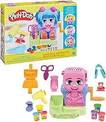 Play-Doh Cabelos Coloridos com Estilo conjunto de massinha com acessórios e 6 potes de massinha, brinquedo criativo para meninos e meninas, para crianças acima de 3 anos