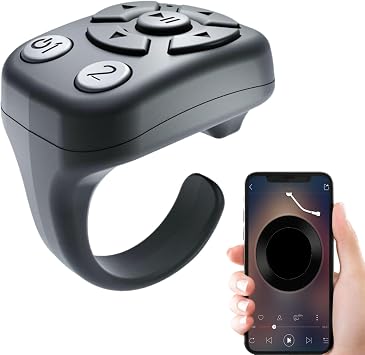 Wireless Thumb Ring Shutter - Smart Remote Control for Short Videos, E-Book Pager Device, One-Hand Selfie Remote, Multi-Function Ring Control Buttons | Convenient Tool for Smartphone Watching Videos