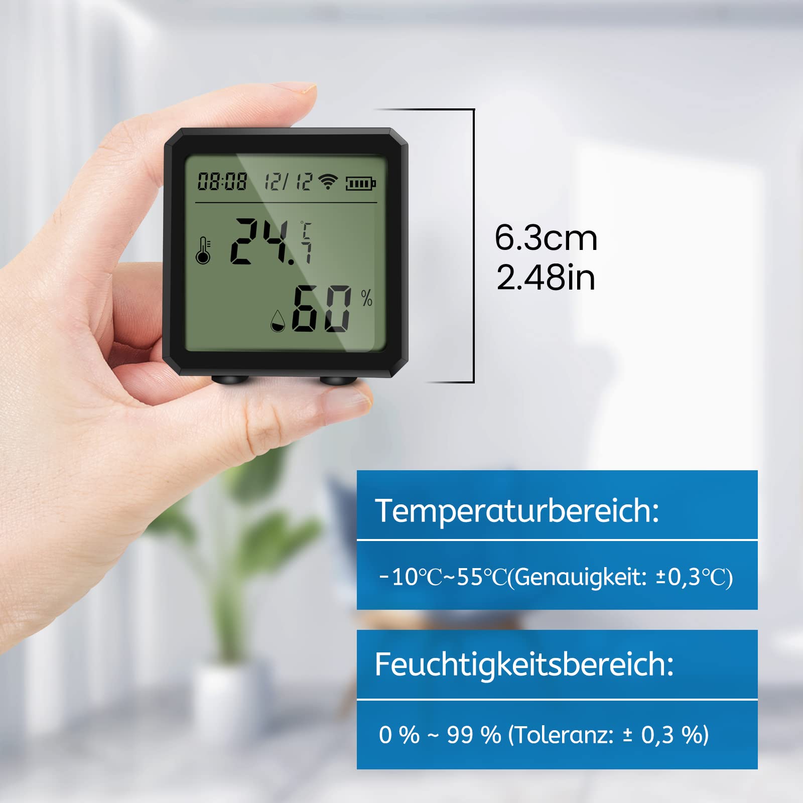 WiFi Thermometer Hygrometer Indoor – 4 Stück, Smart App, Datenaufzeichnung, Kompatibel Mit Alexa & Google Home – Für Schlafzimmer, Gewächshaus, Keller