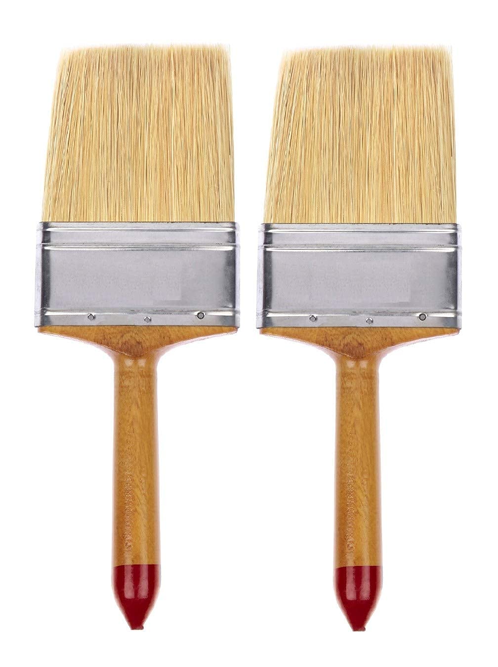 New Double Thickness Triple Boiled 100% Pure Nylon/Polyester Blend Round Bristles Wood Handle Paint Brush for All Applications -3 Inch (Pack of 2)