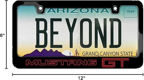 Miniatura 9 de Hecho para Ford Mustang GT Outline en marco de matrícula de metal rojo y negro