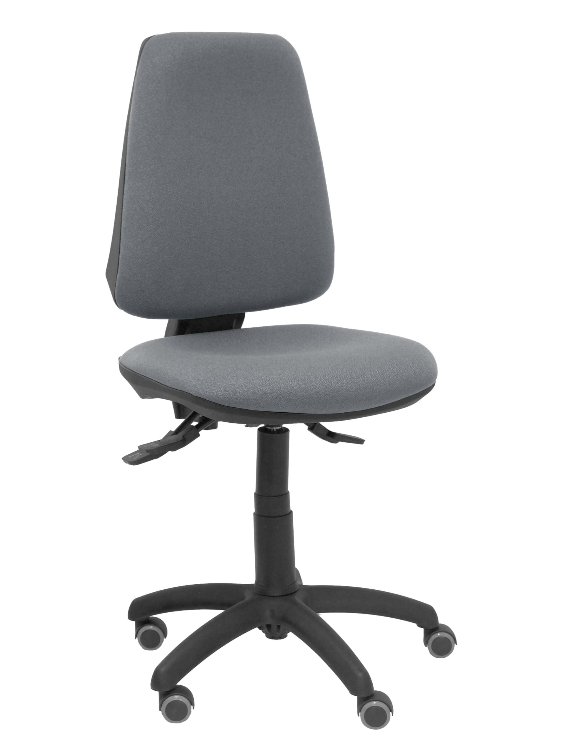 Piqueras y Crespo Elche S - Silla de Oficina ergonómica con Mecanismo asincro, Regulable en Altura y Ruedas de parqué - Asiento y Respaldo tapizados en Tejido Bali Color Gris.