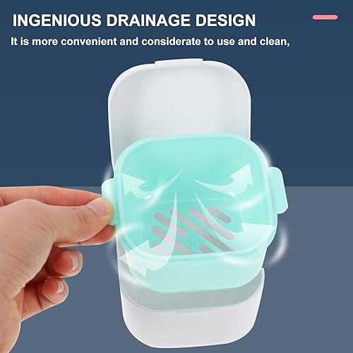 Miniatura 3 de Estuche de baño para dentaduras postizas, estuche portátil para almacenamiento de dientes falsos, estuche de retención de ortodoncia con cesta