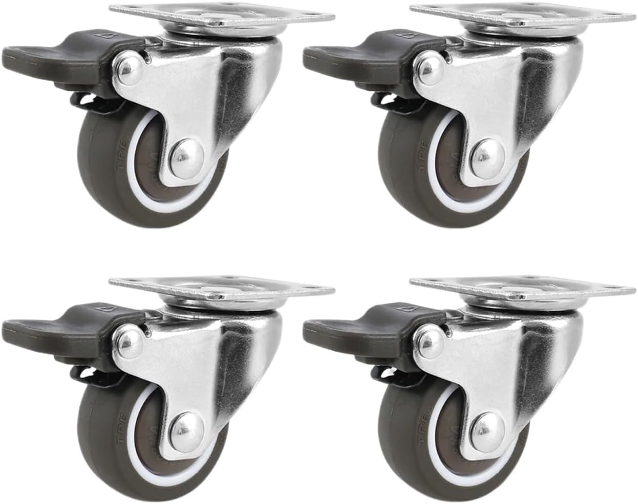 4Pcs Universal Swivel Casters Heavy Duty Furniture Wheel Castor Silent Trolley Wheels for Table Chair Sofa with Safety Brake(8Pcs B)