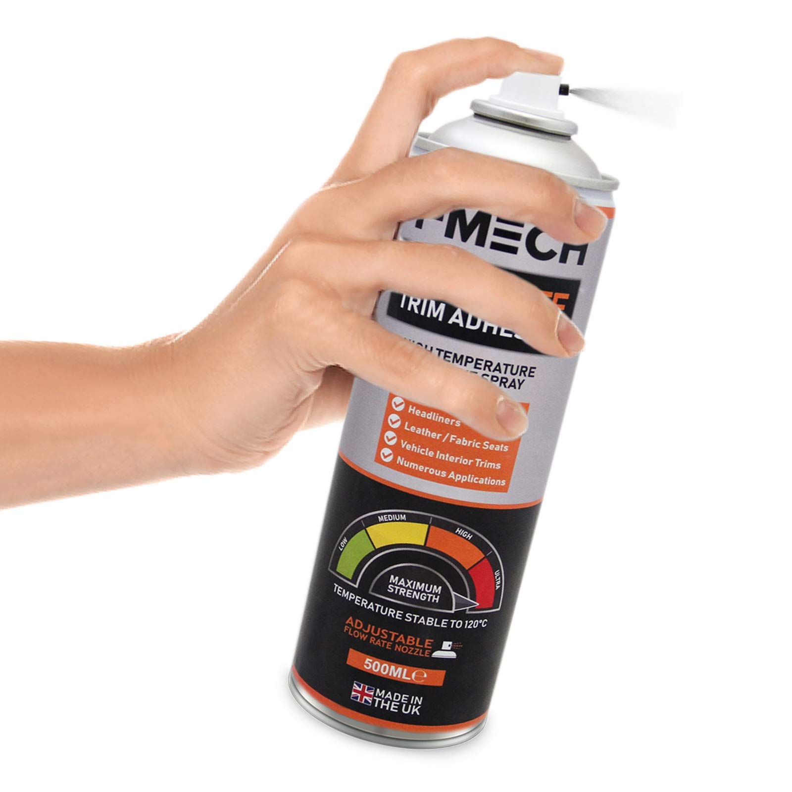12 Canettes de Glue 500ml Bombe de Colle Spray Adhésif - Parfait pour Tapis, Textile, Cuir, Garniture, Intérieur pour Véhicule, Bricolage DIY - Résistance Température 120 Degrés - Buse Spray Ajustable