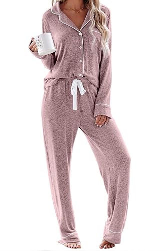 Aamikast Women's Pajama Sets Long Sleeve Button Down Sleepwear Nightwear
