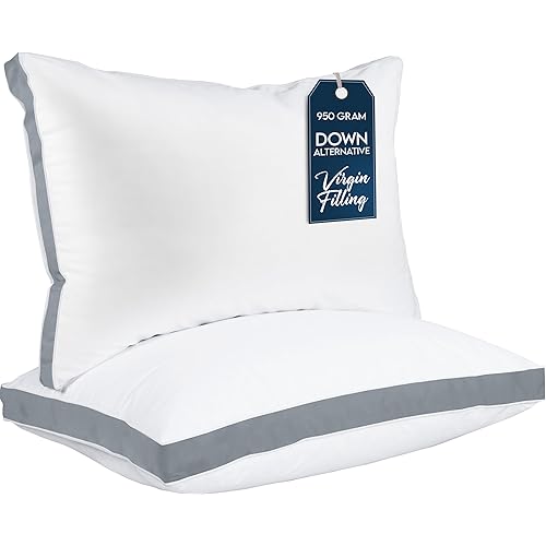 Utopia Bedding Bed Pillows for Sleeping Standard Size (Grey), Set of 2, Cooling Hotel Quality, Gusseted Pillow for Back, Stomach or Side Sleepers