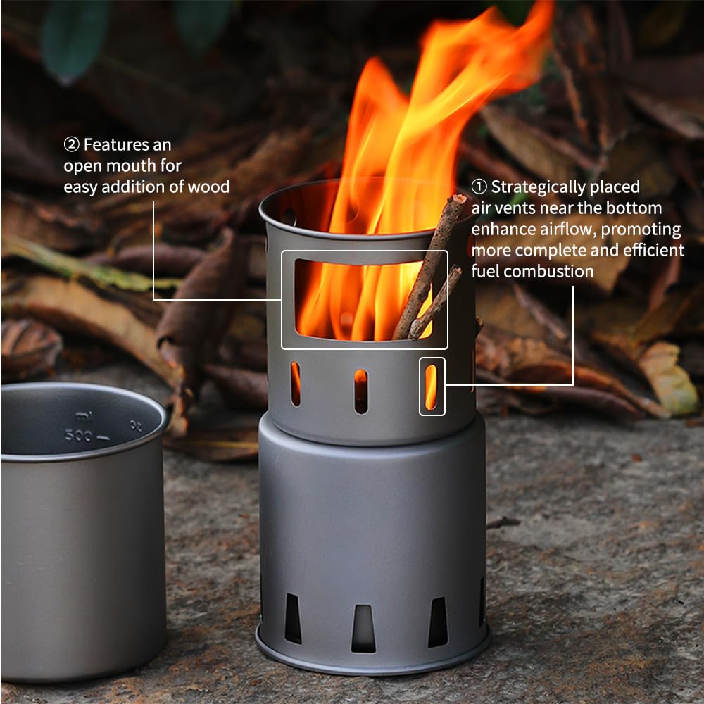 Sanfoelek Réchaud à bois portable pliable pour camping randonnée en plein air
