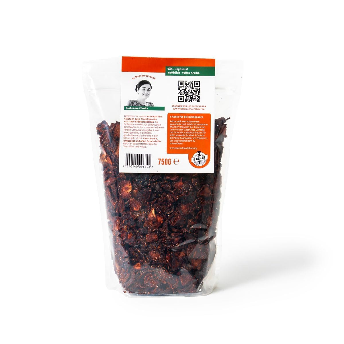 PAKKA – Fraises bio issues du commerce équitable, séchées au soleil, non huilées, sans soufre ni sucre ajouté, anciennes variétés, petits producteurs de Samarcande en Ouzbékistan (750 g)