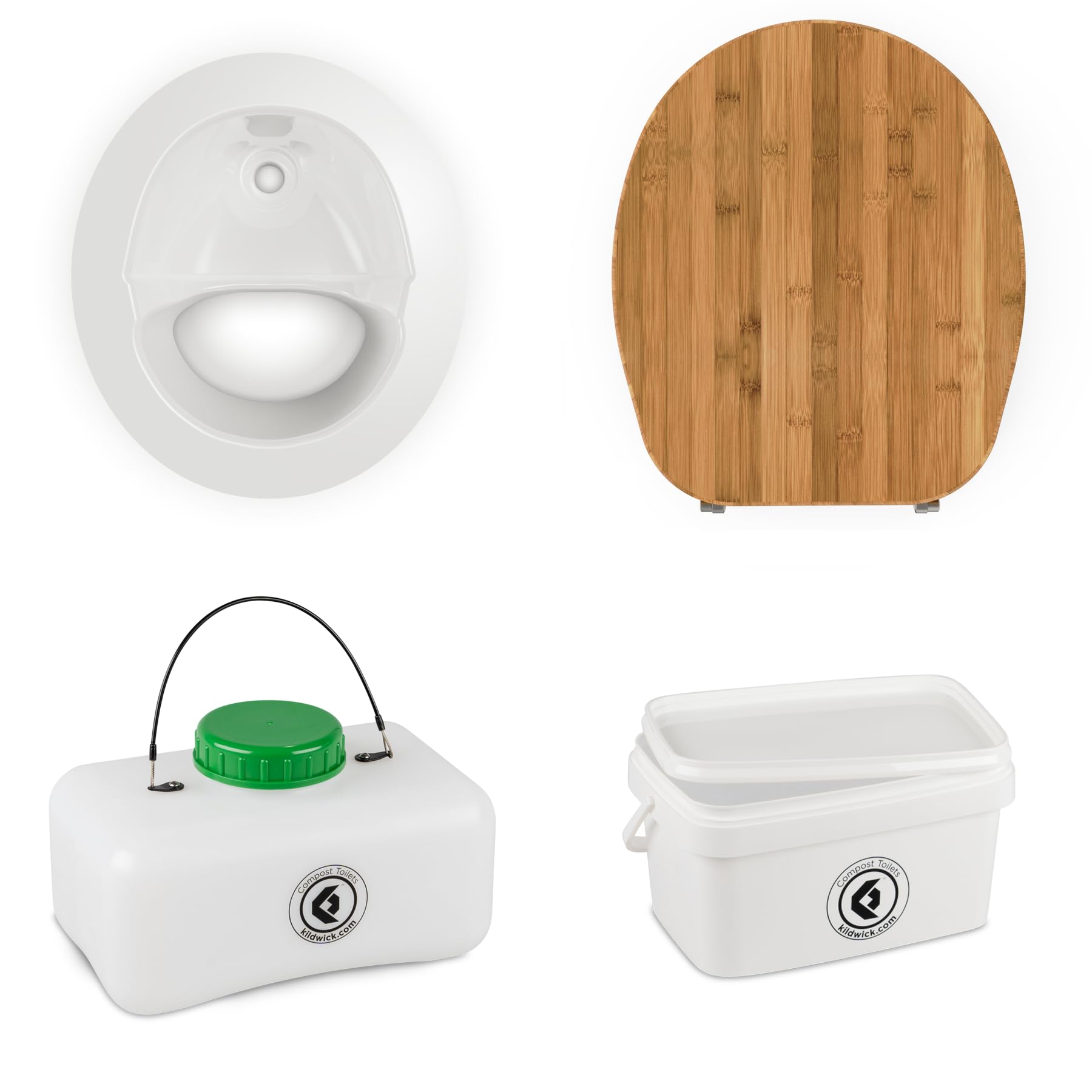 KILDWICK FREELOO Bambus-Bausatz für Trockentrenntoilette, DIY-Set mit Bambussitz, Trenneinsatz & Behältern in jeweils 3 Größen, für Camper, Van, Boot und Tiny House, zum Selbstbau Einer Trenntoilette