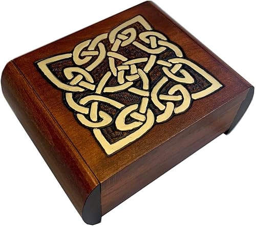 Celtic Dream Eternity Knot Secret Jewelry Keepsake Polish Caja de madera