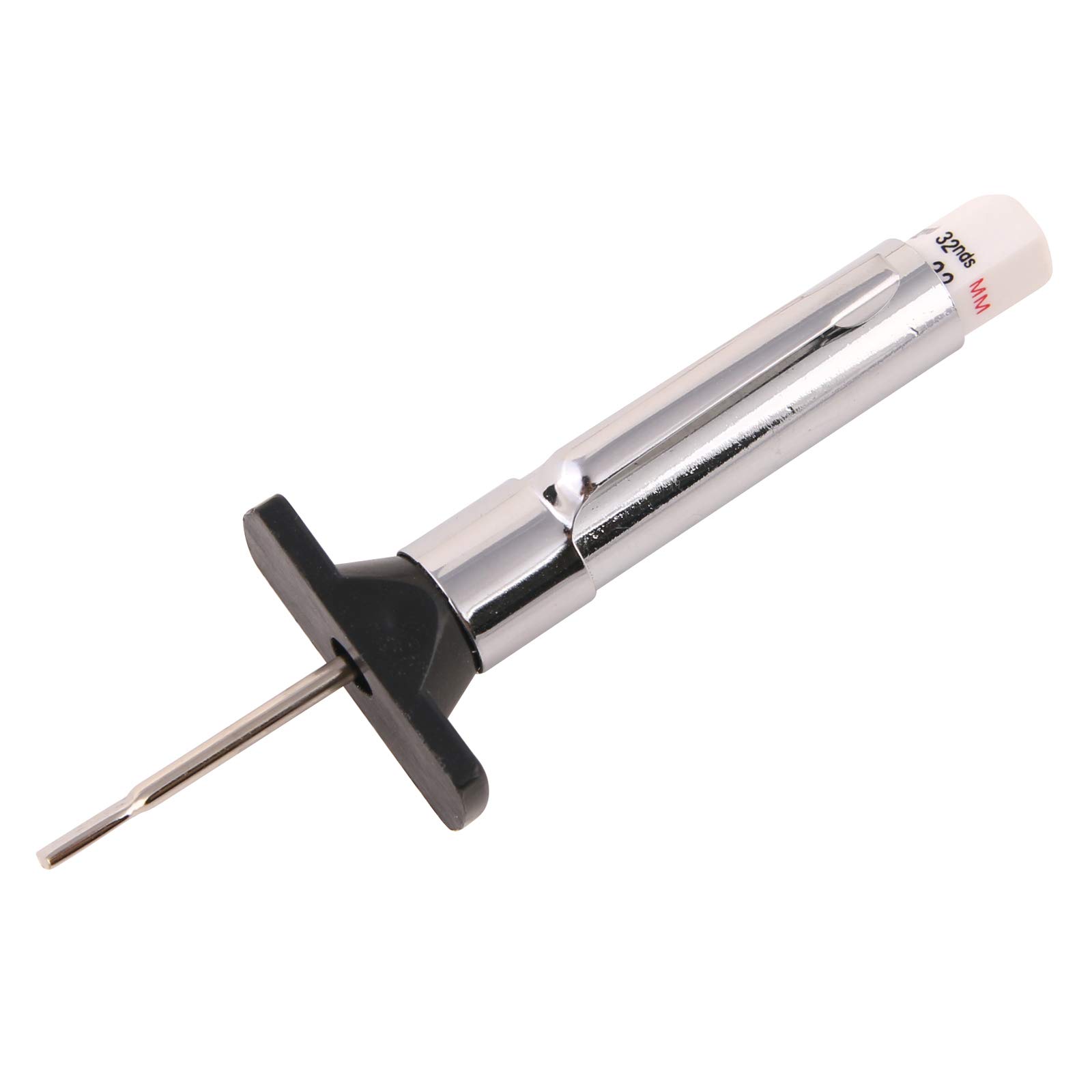 RockTrix - Tire Tread Depth Gauge - Provides Readings in millimeters (mm) and 32nds - Stainless Steel Barrel and Plastic Indicator Bar
