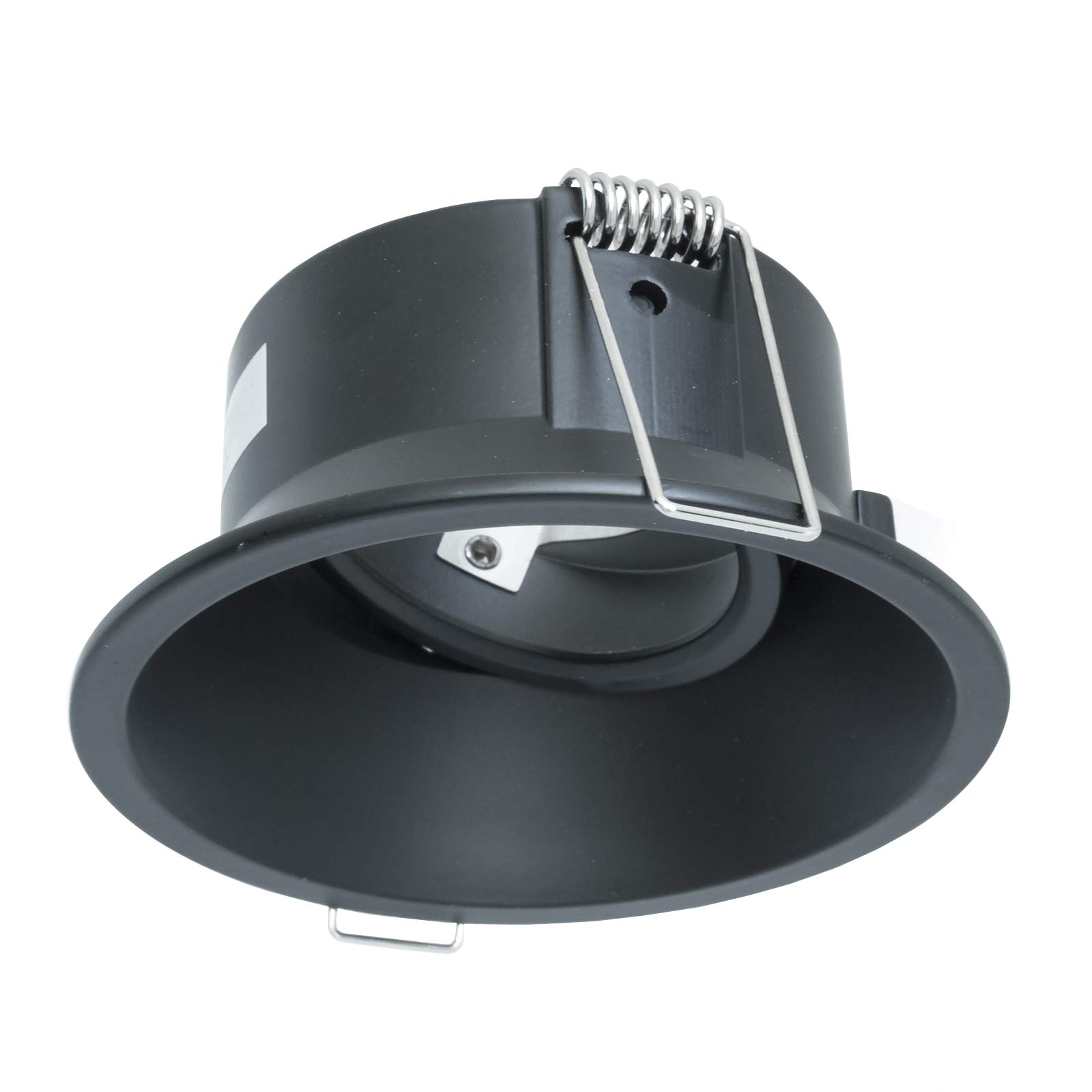 Planetitaly Portafaretto fisso da Incasso a Soffitto Compatibile con Lampade GU10, GU5.3, Supporto Tondo per Faretti, Design Minimal, Luce per Cucina, Soggiorno, Corridoio, Ingresso, Foro 6cm (NERO