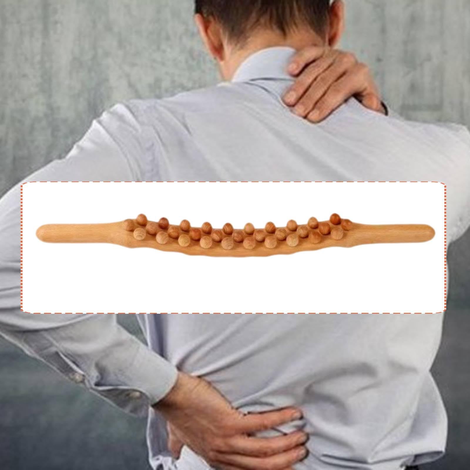 Asta massaggiante in legno, strumento Guasha per massaggio drenante con perline, ideale per palestra e uso domestico, Perline Color Legno 31
