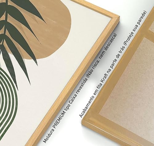 Quadros Decorativos com Moldura Abstrato Arte Dourado e Preto Sala Quarto Kit Conjunto 2