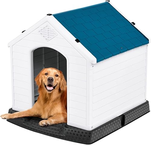 Casas grandes para perros medianos de 28 x 27 x 25 pulgadas, uso en exteriores e interiores, duraderas, impermeables, con rejillas de ventilación y