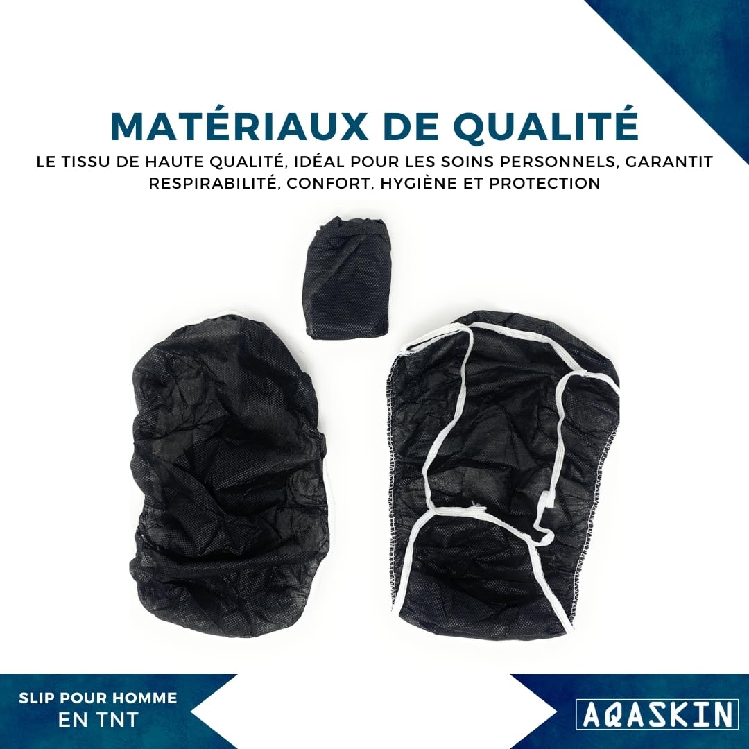 Slips esthétiques Professionnels jetables pour Hommes, Slips Spa, esthétique, sous-vêtements jetables pour Hommes pour Centre de Bien-être, Massages, Couleur Noire (Quantité 100 pièces)