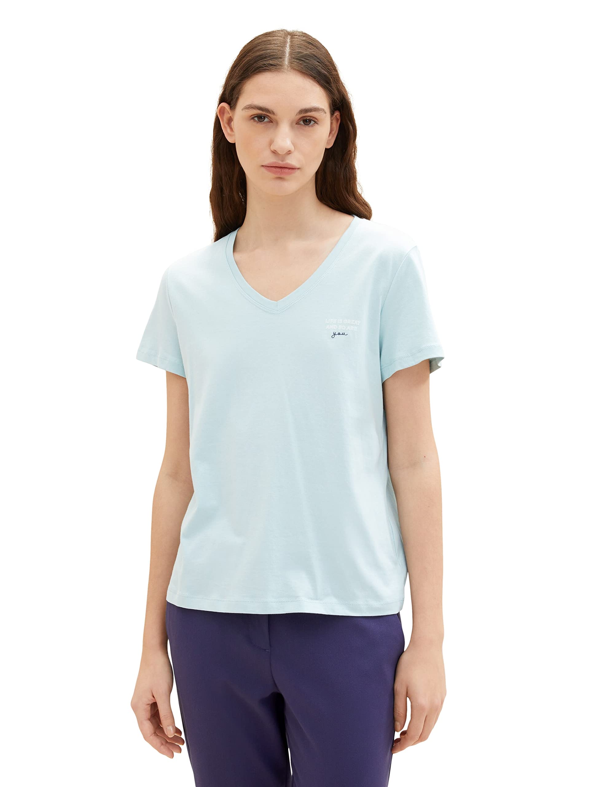 TOM TAILOR Ladies T-Shirt 1035853, 30463 - Dusty Mint Blue, Medium