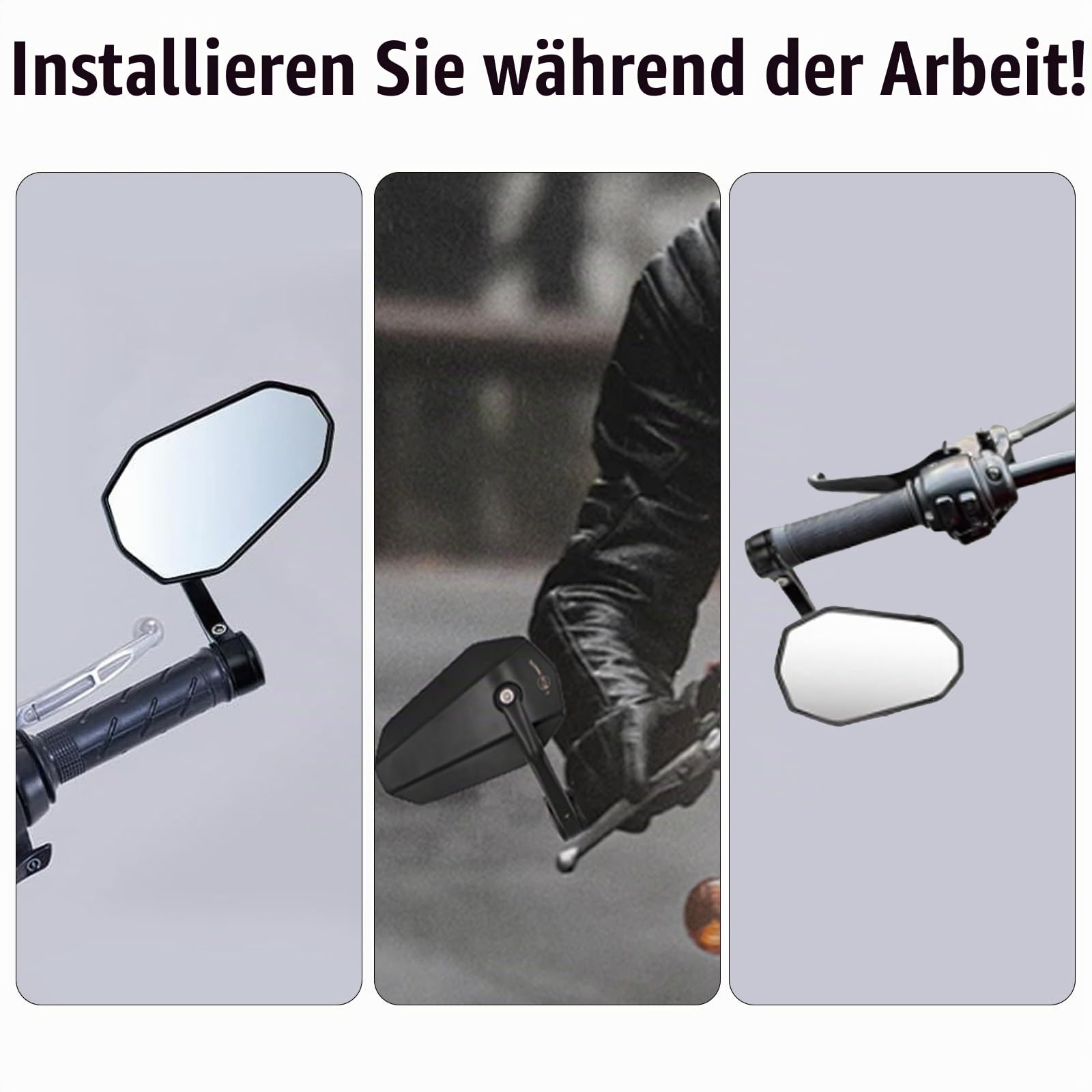 Lenkerendenspiegel E-geprüft 360°Drehbare Motorrad Unterlenker Spiegel | 7/8" 22mm Seitenspiegel für Lenker, Rückspiegel Motorrad für M8-Gewinde, für Scooter, Roller, ATV, Streetbikes, 2 Stück
