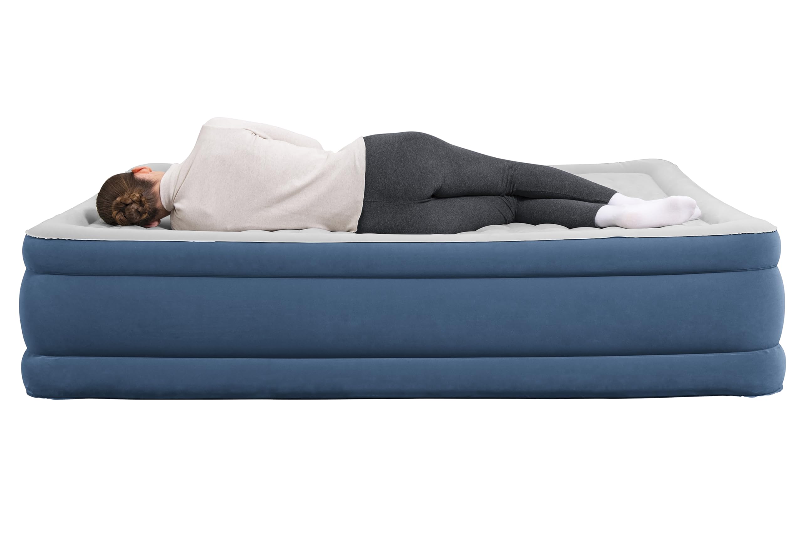 Bestway AlwayzAire Doppelluftbett mit integrierter Doppelpumpe, 203 x 152 x 46 cm, 2 Personen, bis 300 kg, flüsterleise zweite Pumpe, USB-Anschlüsse, strapazierfähiges Vinyl, Tasche, Reparaturflicken